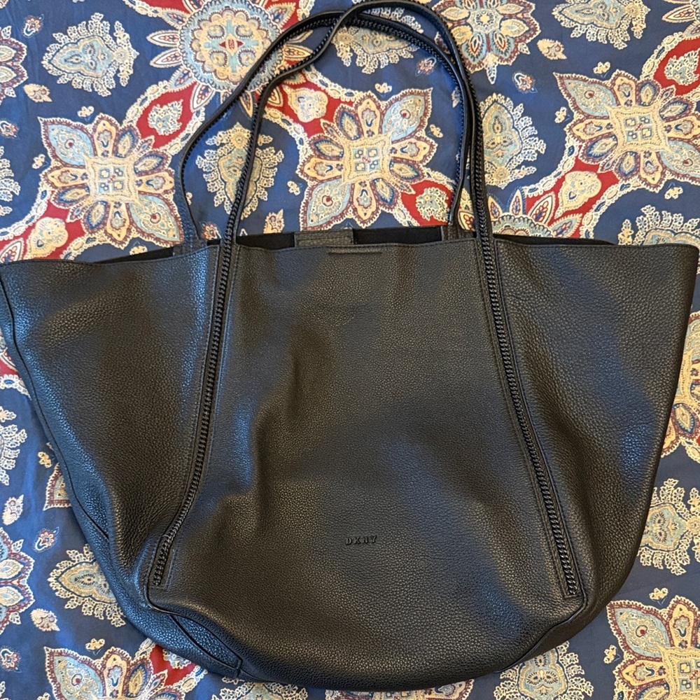 DKNY Black Leather Tote Bag